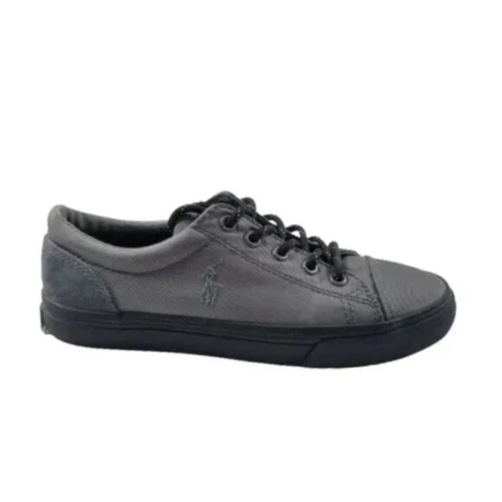 Polo Ralph Lauren Brayden Kids Sneakers Size 2 Charcoal Gray Low Top Lace Shoes